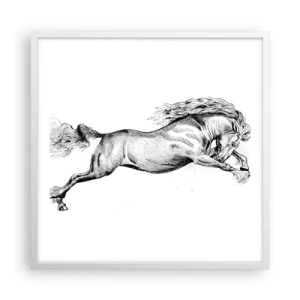 Poster in een witte lijst - Vastgehouden in galop - 60x60 cm