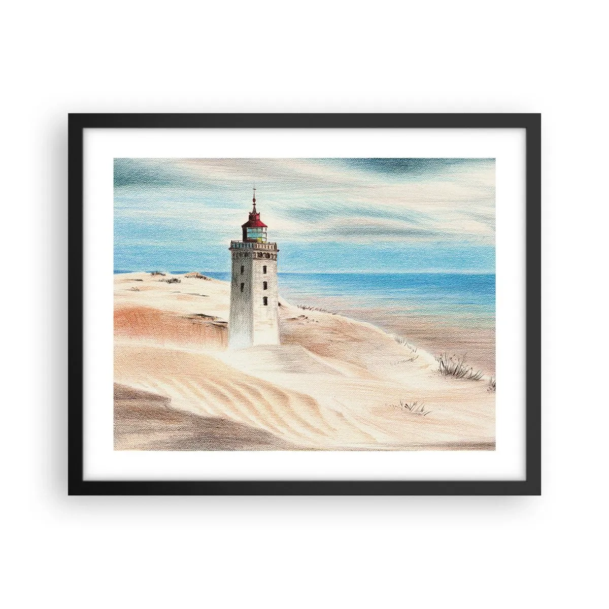 Poster in een zwarte lijst - Altijd staren naar de zee - 50x40 cm