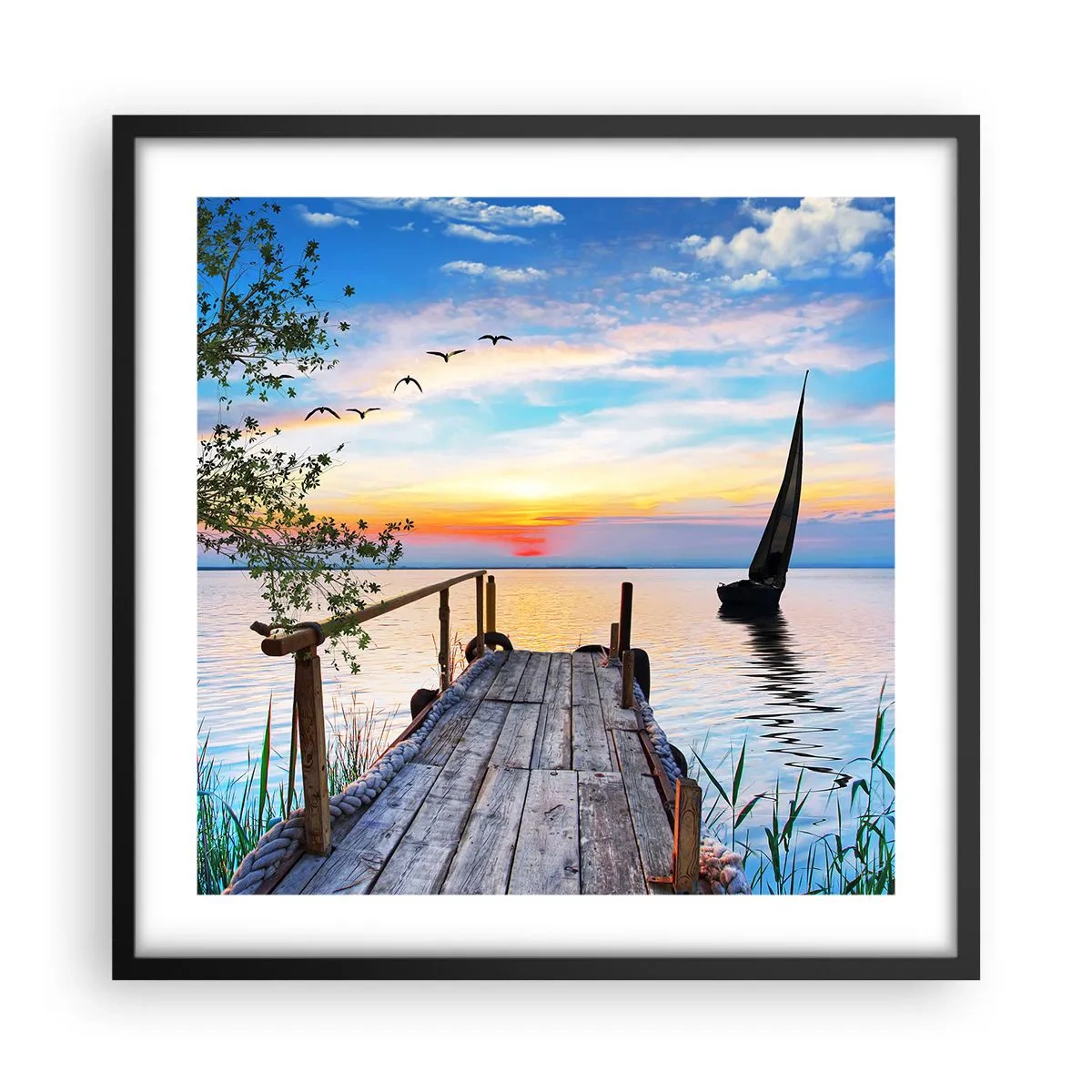 Poster in een zwarte lijst - Goedeavond - 50x50 cm