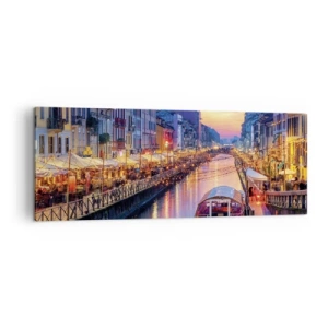 Schilderen op canvas - Een avond vol licht en plezier - 140x50 cm