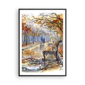 Poster in een zwarte lijst - Samen wandelen in de herfst - 70x100 cm