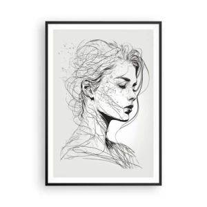 Poster in een zwarte lijst - Portret in gedachten - 70x100 cm