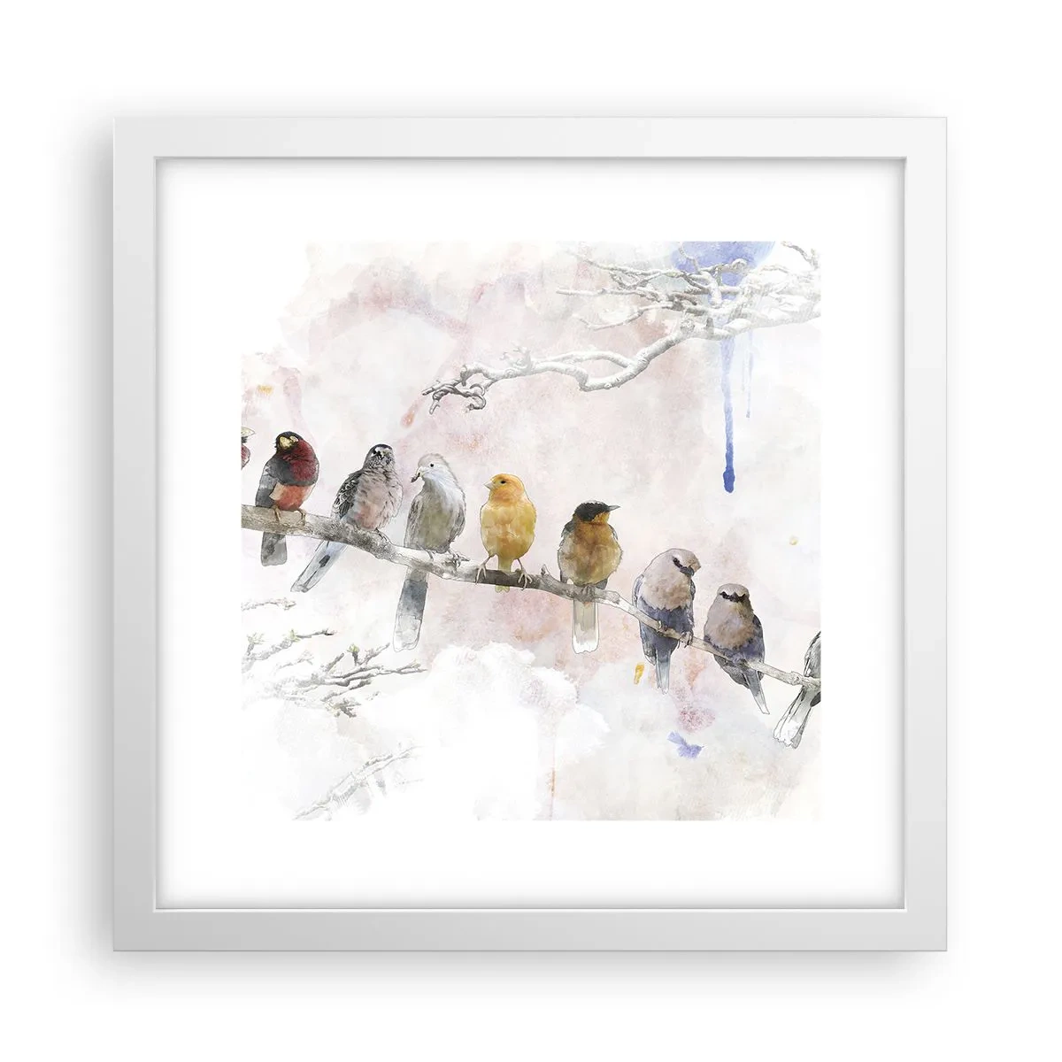 Poster in een witte lijst - Gevleugelde ontmoeting - 30x30 cm