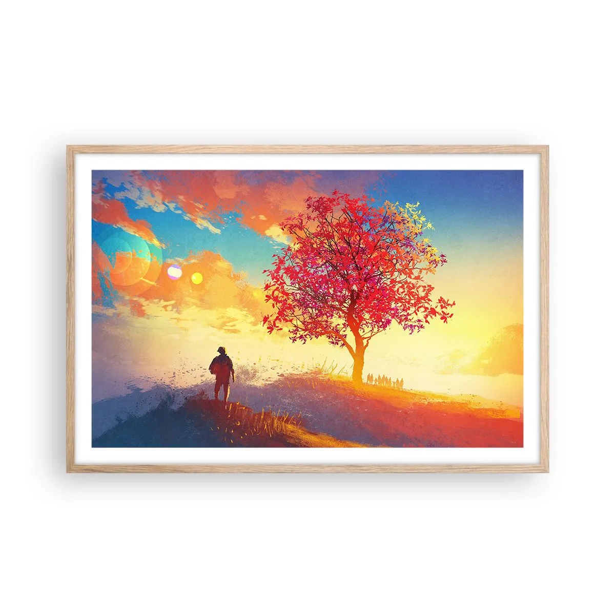 Een poster in een licht eiken lijst - Pelgrim bij de bestemming - 91x61 cm