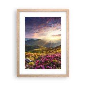 Een poster in een licht eiken lijst - Frisheid in de ochtend in de bergen - 30x40 cm