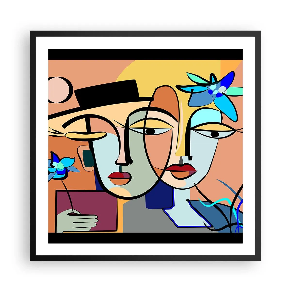 Poster in een zwarte lijst - Picasso's randez-vous - 60x60 cm