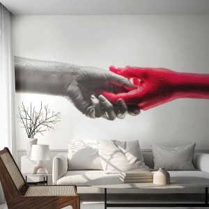 Fotobehang Premium Canvas - Samen, hoewel anders - Menselijke handen, Hand, Abstractie - 300x210 cm