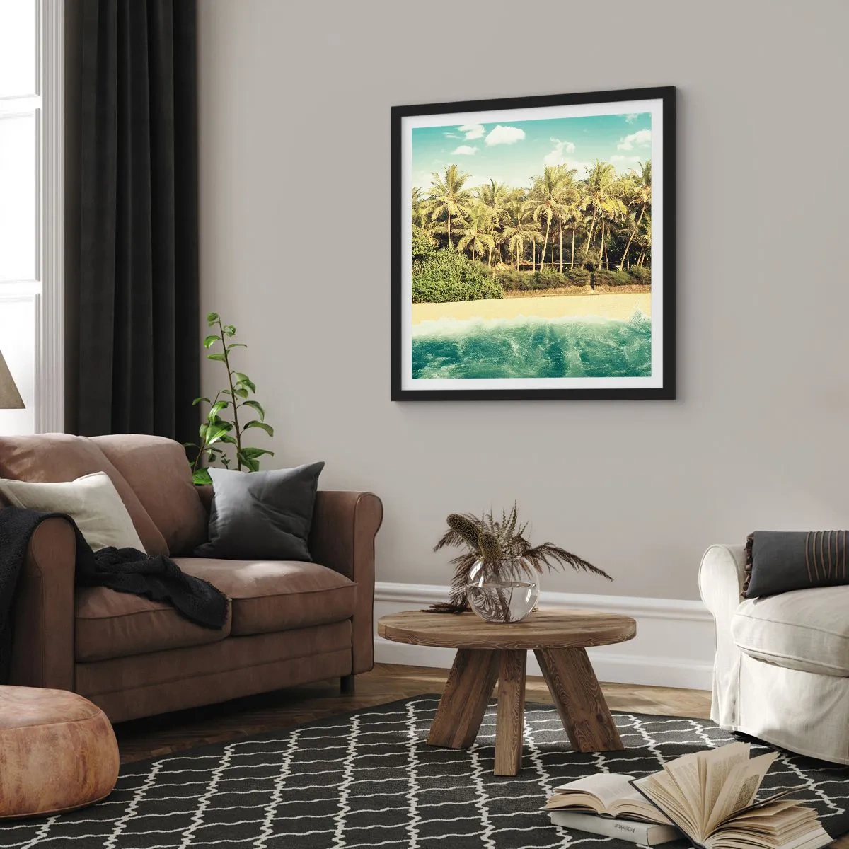 Poster in een zwarte lijst - Hoe zit het hier? - 60x60 cm