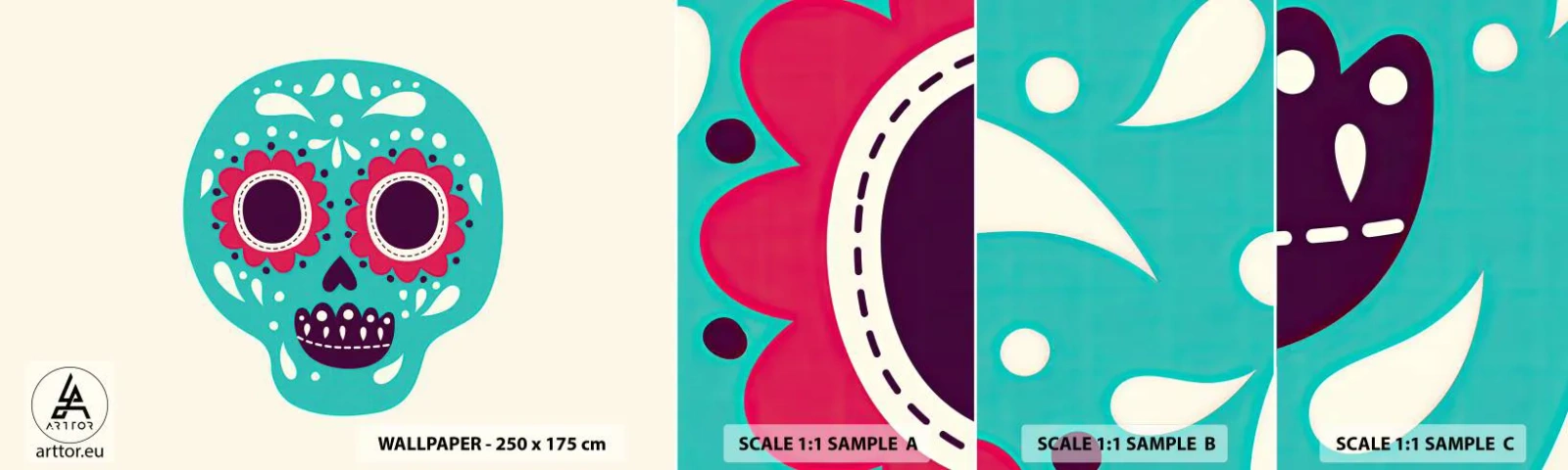 Fotobehang Monster Zelfklevend Deluxe Sticker - Leven – plezier tot de dood - Schedel, Mexico, Mexicaans - 100x30 cm