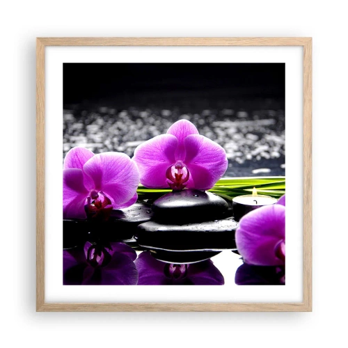 Een poster in een licht eiken lijst - Verdrinken in rust en stilte - 50x50 cm