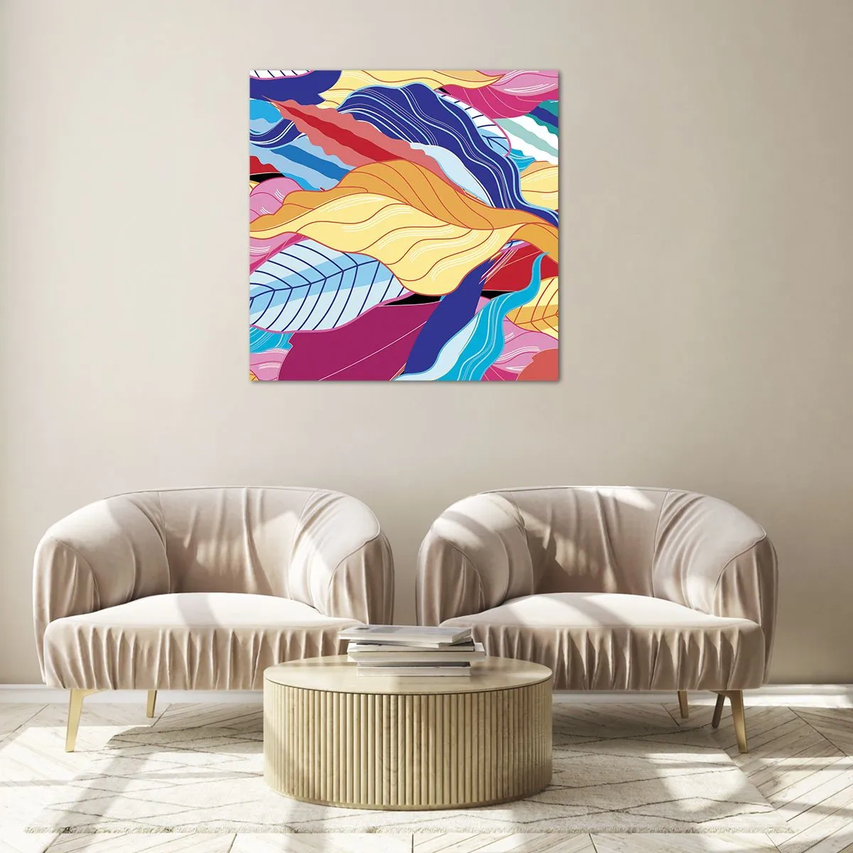 Schilderen op glas - Een kleurrijke puinhoop - 70x70 cm