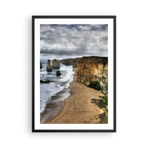 Poster in een zwarte lijst - Schilderachtige kust met rotsformaties - 50x70cm - Rauwe schoonheid - Moderne wanddecoratie voor woonkamer en slaapkamer ARTTOR