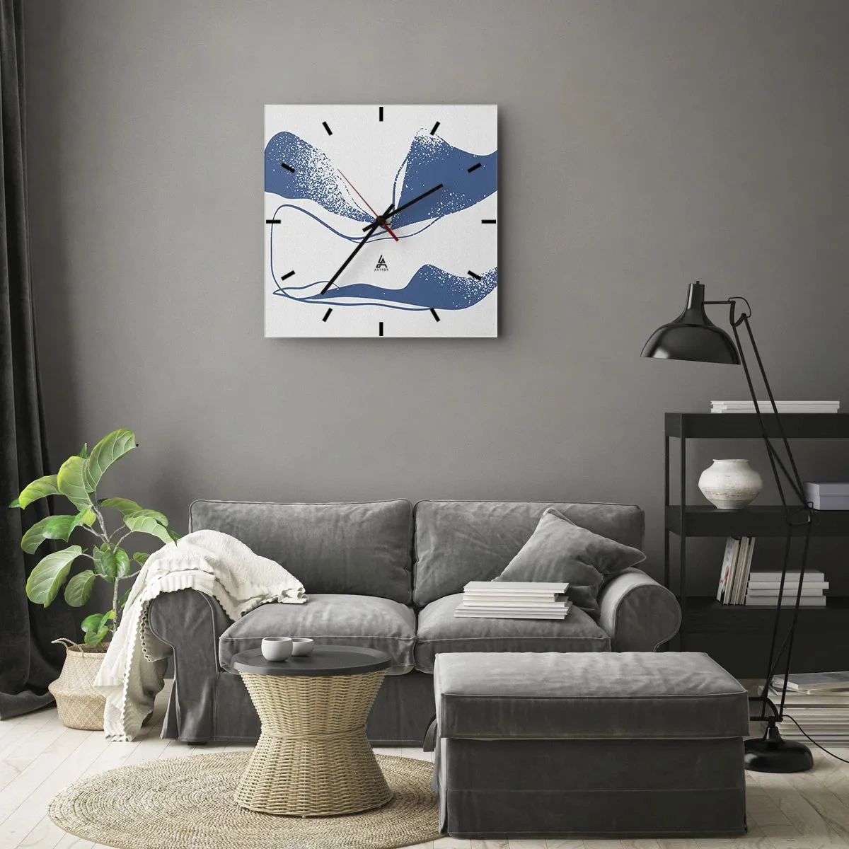 Wandklok - Klok - Gevleugelde abstractie - 40x40 cm