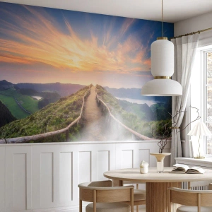 Fotobehang Premium Canvas - Dicht bij de hemel - Berglandschap, Natuur, Zonsondergang - 500x350 cm