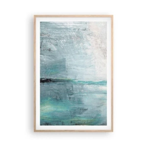 Een poster in een licht eiken lijst - Horizontaal in blauw - 61x91 cm