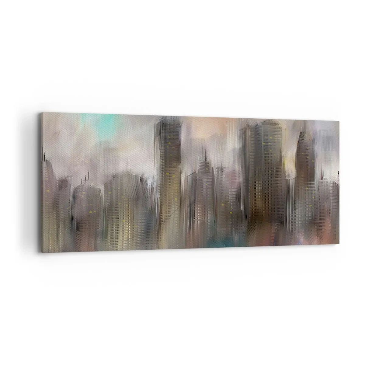 Schilderen op canvas - Een compositie van staal, steen en mist - 100x40 cm