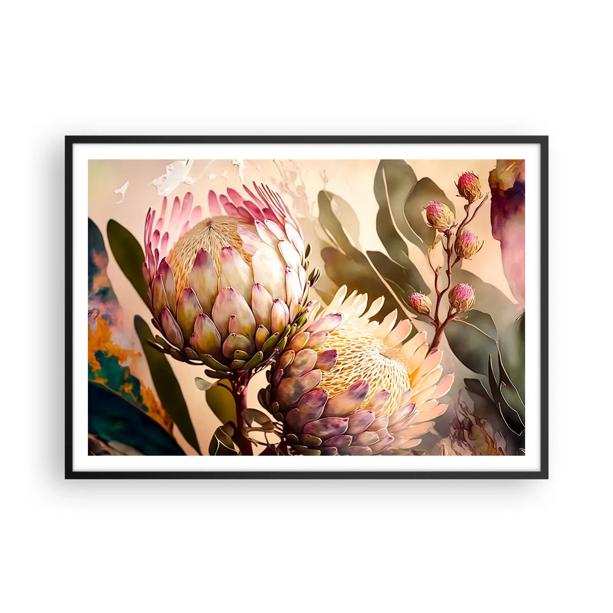 Poster in een zwarte lijst - Teeder omarmd - 100x70 cm