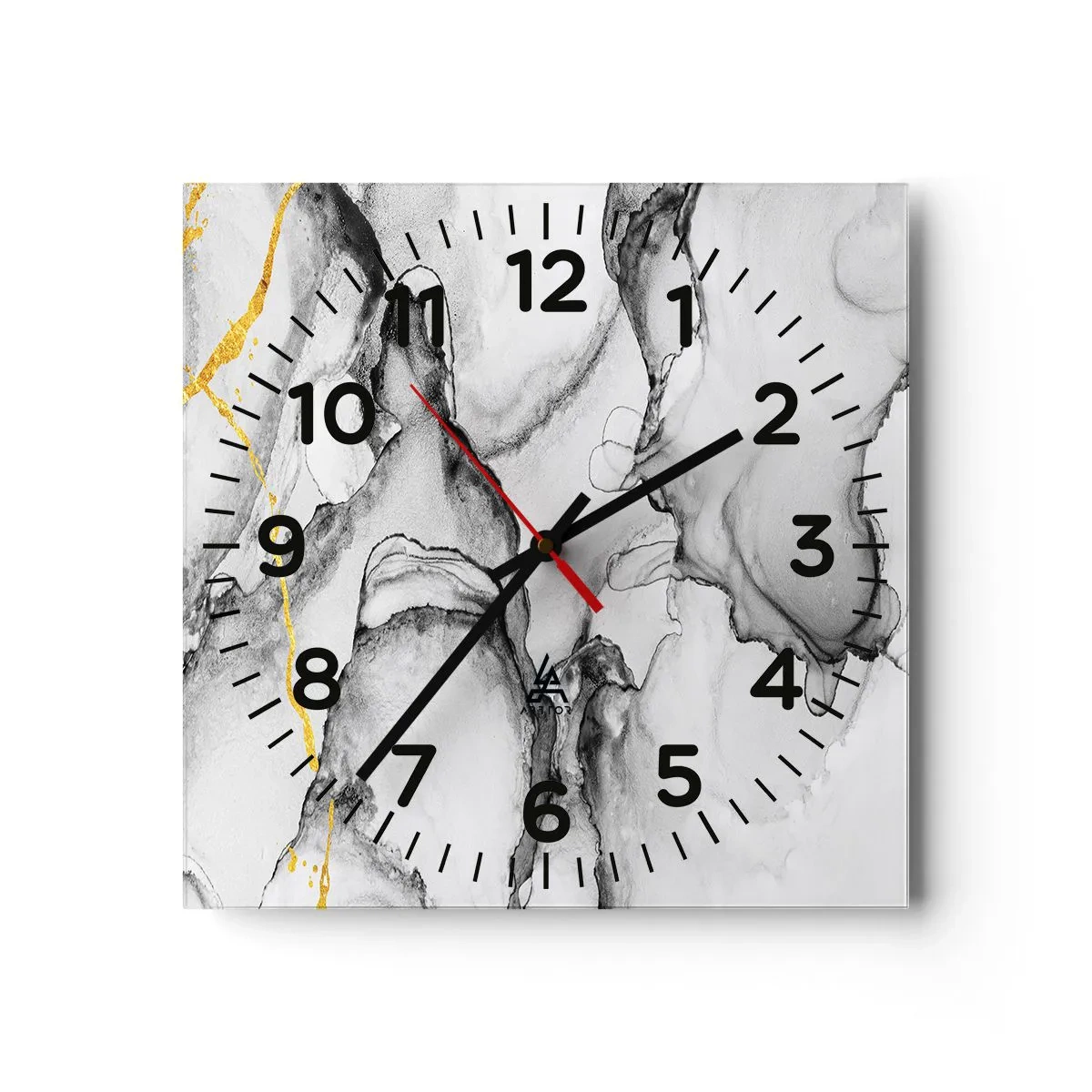Wandklok - Klok - Compositie met een gouden motief - 40x40 cm