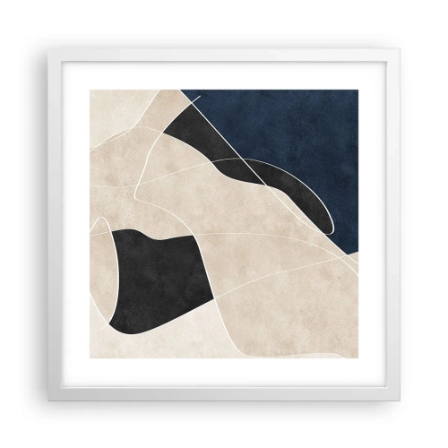 Poster in een witte lijst - Abstracte compositie – kleurcontrast - 40x40 cm