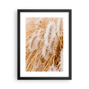 Poster in een zwarte lijst - Het gouden geritsel van het gras - 30x40 cm
