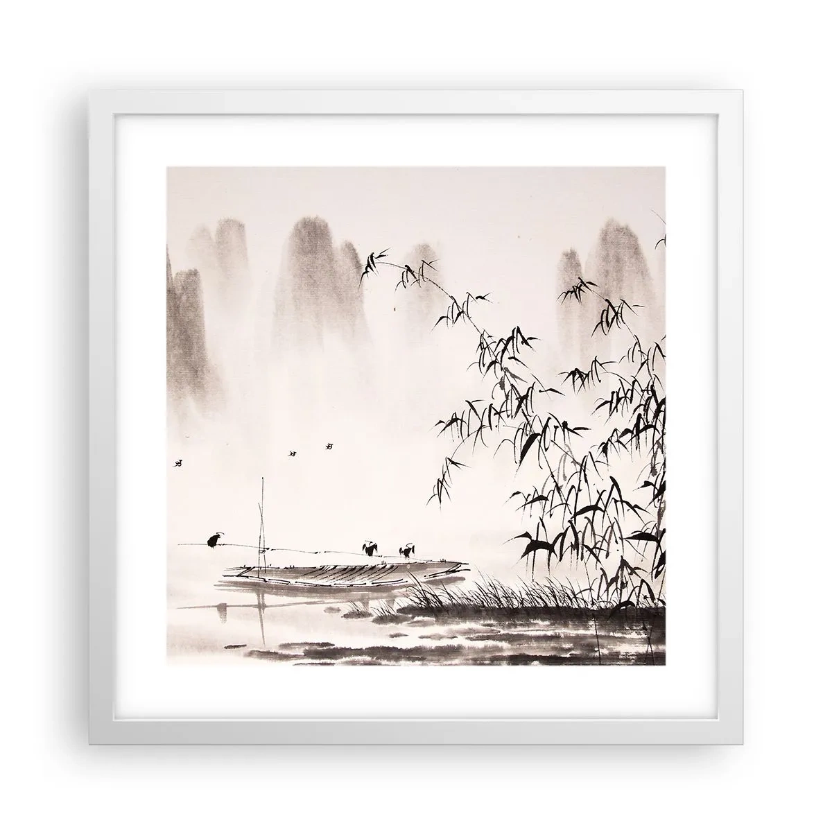 Poster in een witte lijst - De stilte van de rijstvelden - 40x40 cm