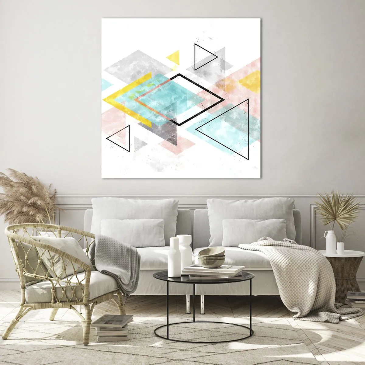Schilderen op glas - Geometrisch spel - 40x40 cm