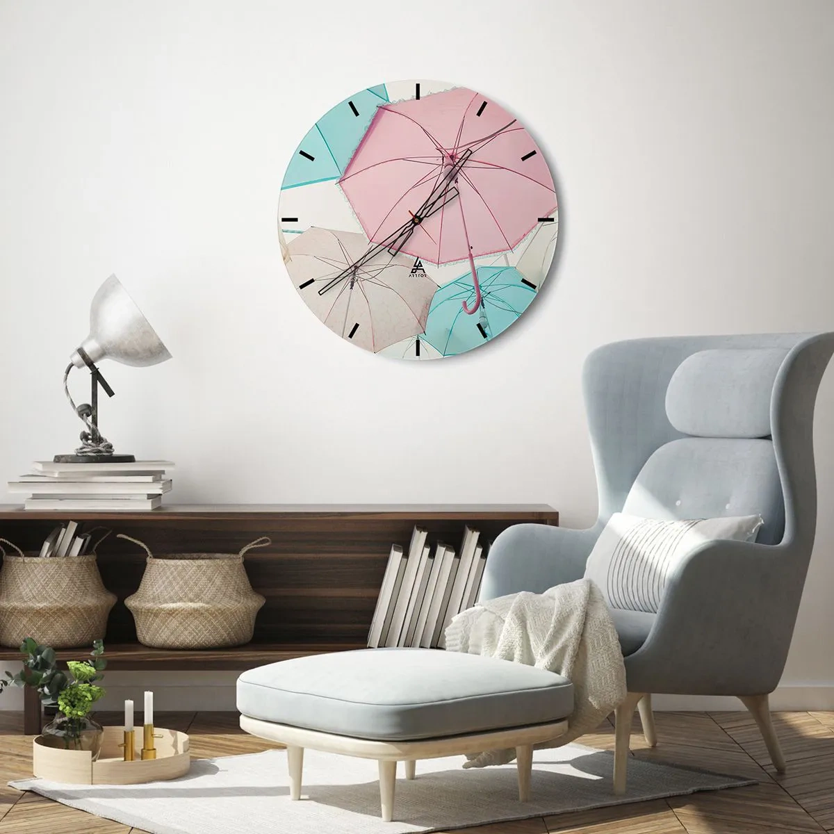 Wandklok - Klok - Soms zon, soms regen - 40x40 cm