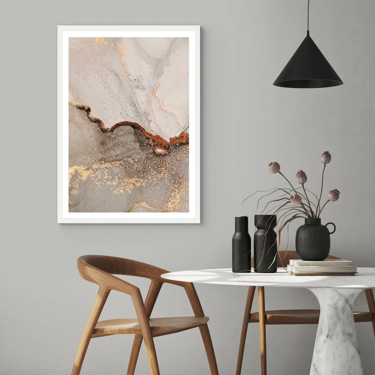 Poster in een witte lijst - Op de grens van kleuren - 40x50 cm