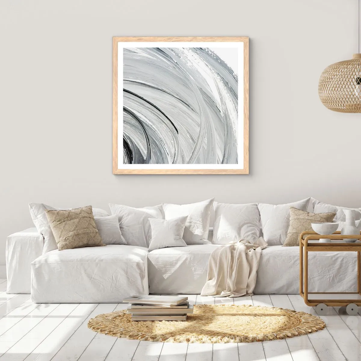 Een poster in een licht eiken lijst - Orbitale samenstelling - 60x60 cm