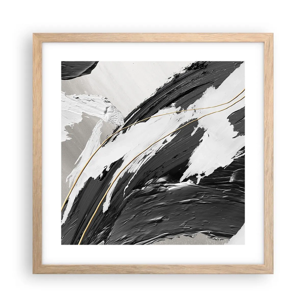 Een poster in een licht eiken lijst - Abstractie op grote schaal - 40x40 cm