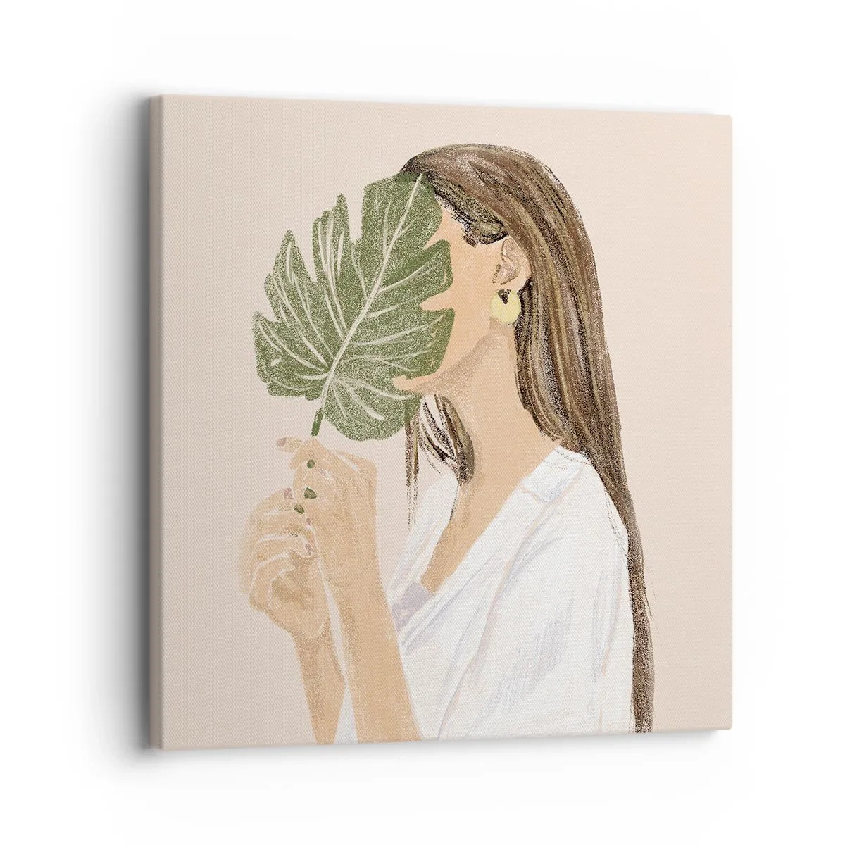 Schilderen op canvas - Mysterieus portret met een waaier - 30x30 cm