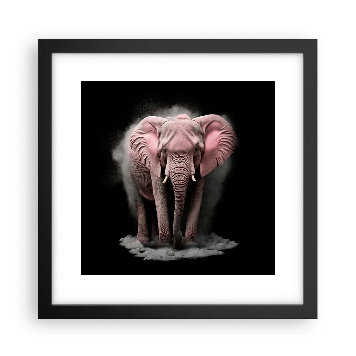 Poster in een zwarte lijst - Denk niet aan een roze olifant! - 30x30 cm