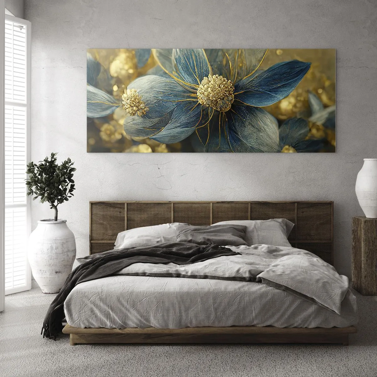 Schilderen op glas - Bloei met goud - 100x40 cm