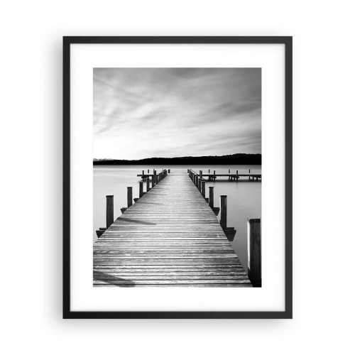 Poster in een zwarte lijst - Bij de waterput - vrede - 40x50 cm