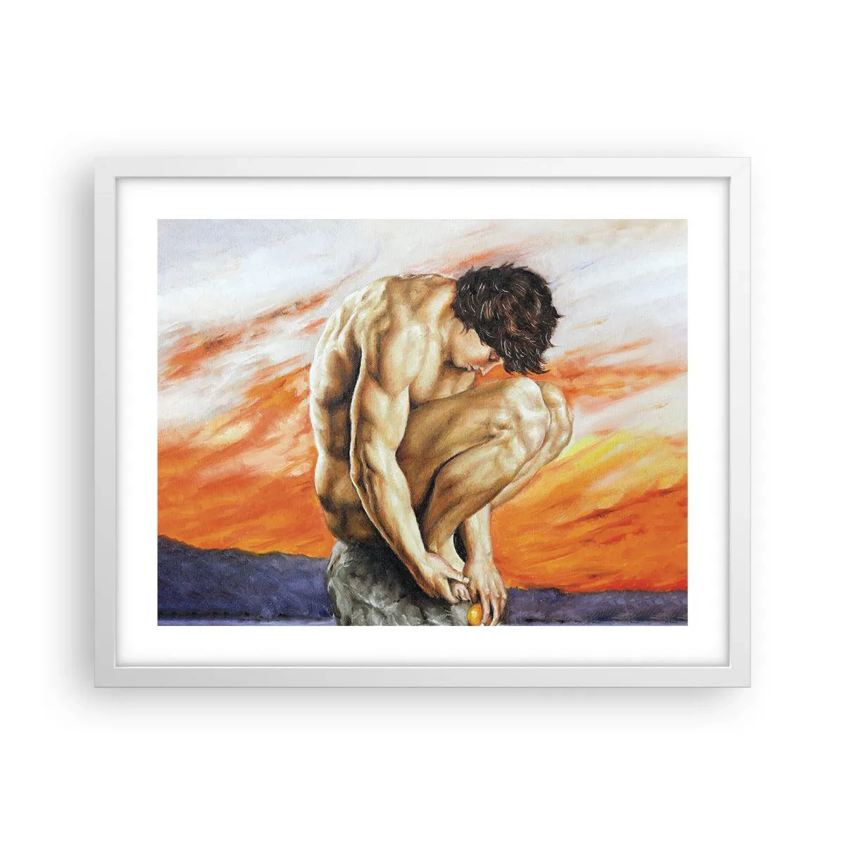 Poster in een witte lijst - Ondergedompeld in zichzelf - 50x40 cm