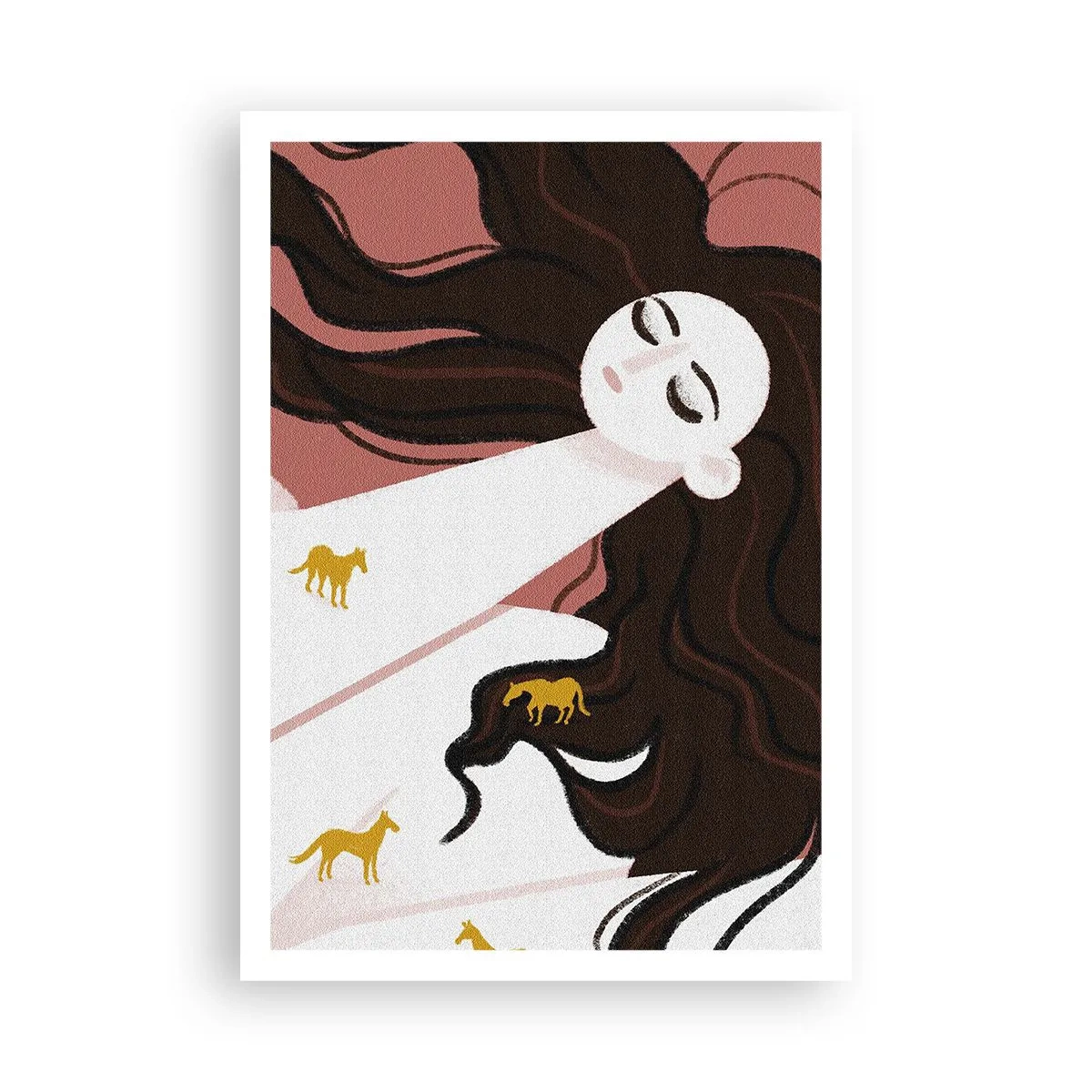 Poster - Droom over een gouden paard - 70x100 cm