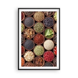 Poster in een zwarte lijst - Alle smaken van de wereld - 61x91 cm