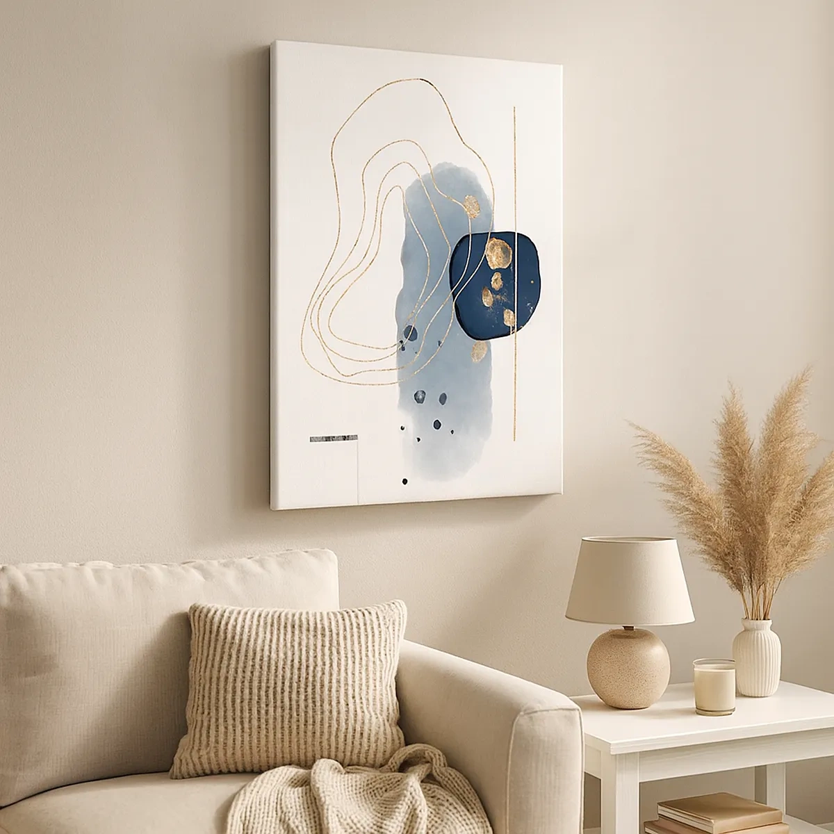 Schilderen op canvas - Blauw en goud fantasie - 50x70 cm