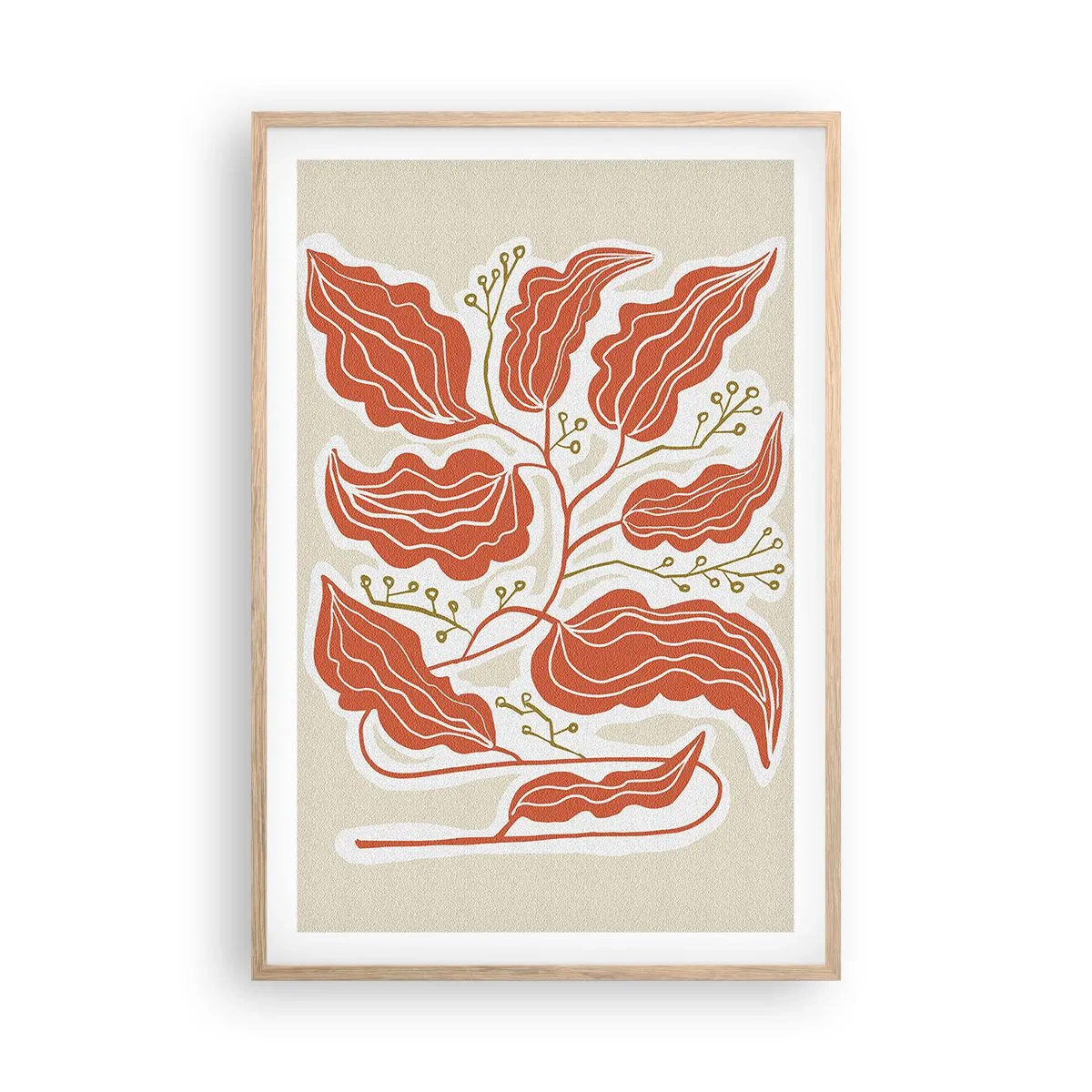 Een poster in een licht eiken lijst - Folk en koraal - 61x91 cm