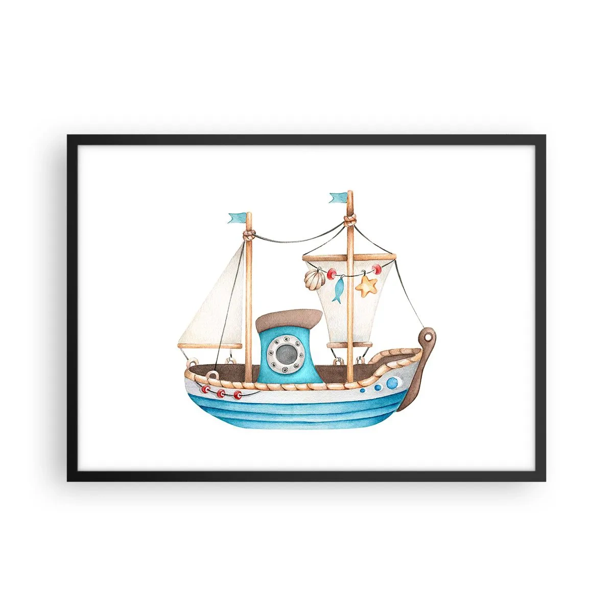 Poster in een zwarte lijst - Ahoi, avontuur! - 70x50 cm