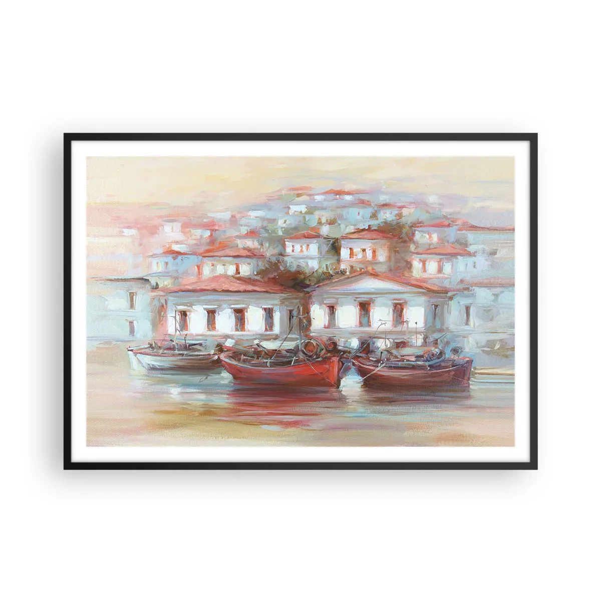 Poster in een zwarte lijst - Gelukkige stad - 100x70 cm