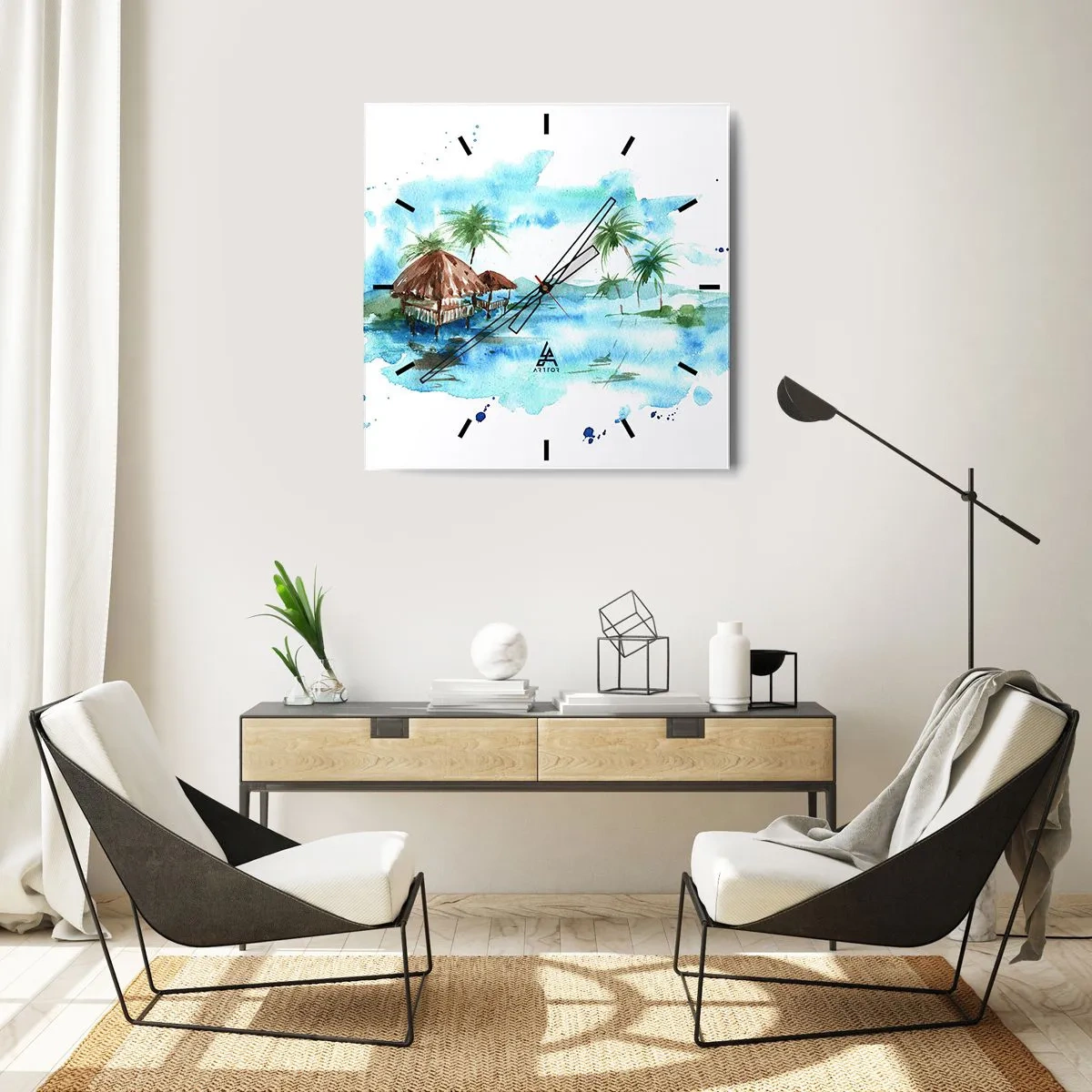 Wandklok - Klok - Ergens in de Stille Oceaan - 30x30 cm