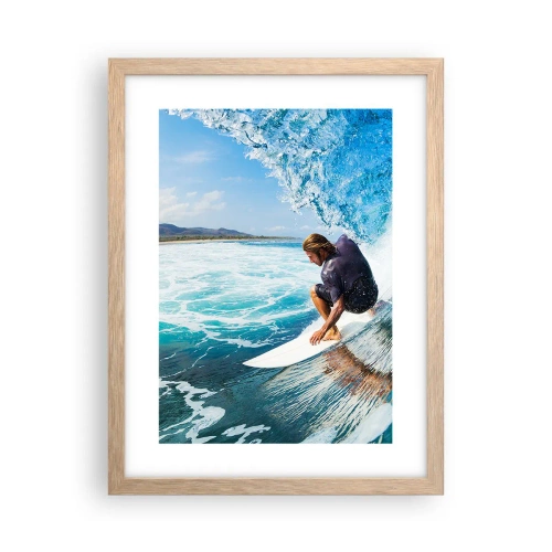 Een poster in een licht eiken lijst - Dansend met de golven - 30x40 cm