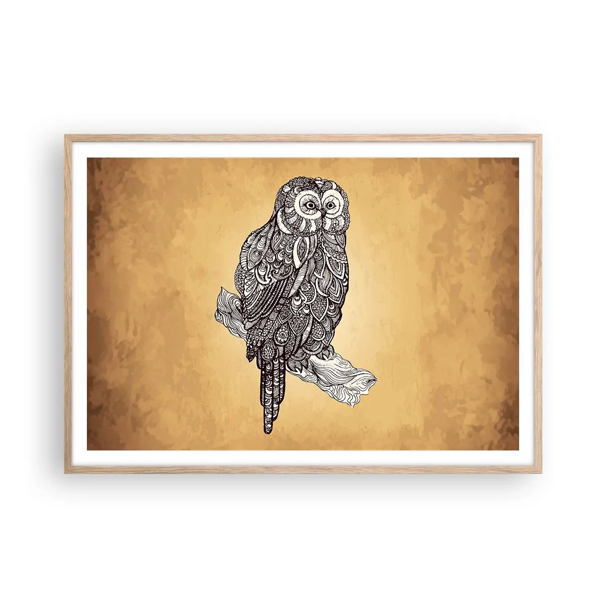 Een poster in een licht eiken lijst - Ingewikkelde ornamenten van wijsheid - 100x70 cm