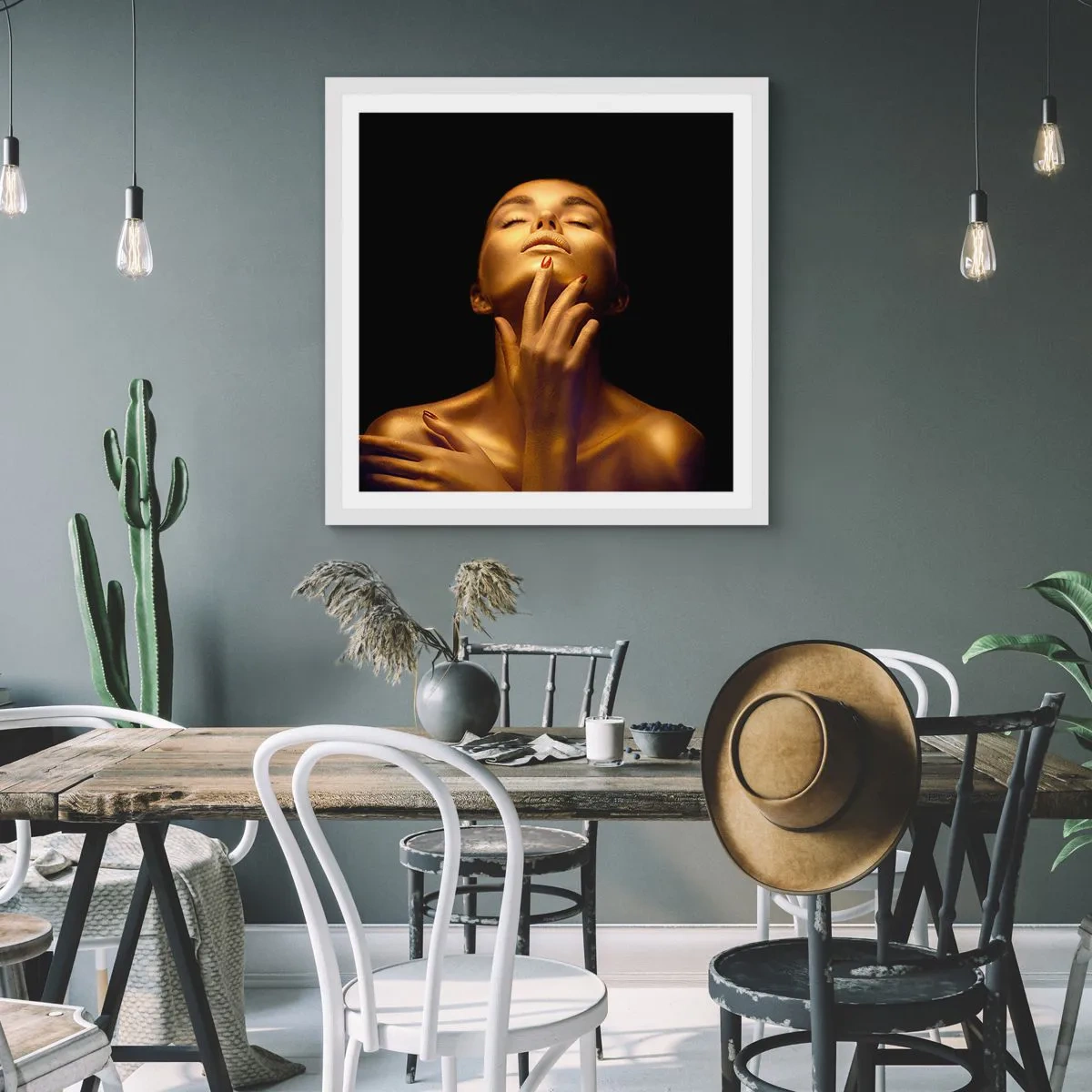 Poster in een witte lijst - Als gouden zijde - 30x30 cm