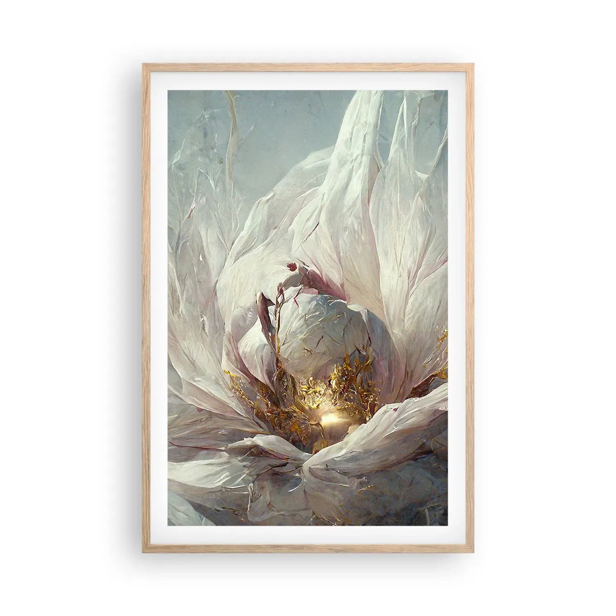 Een poster in een licht eiken lijst - Hij bloeit eens in de honderd jaar - 61x91 cm