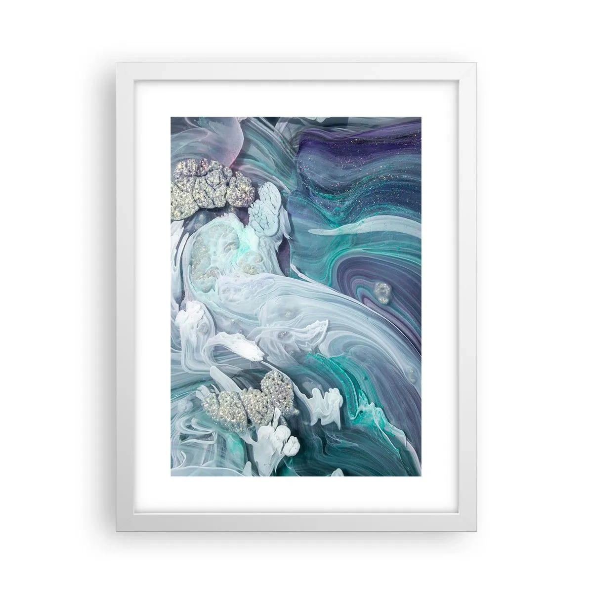 Poster in een witte lijst - Stromingen van hemelsblauw - 30x40 cm