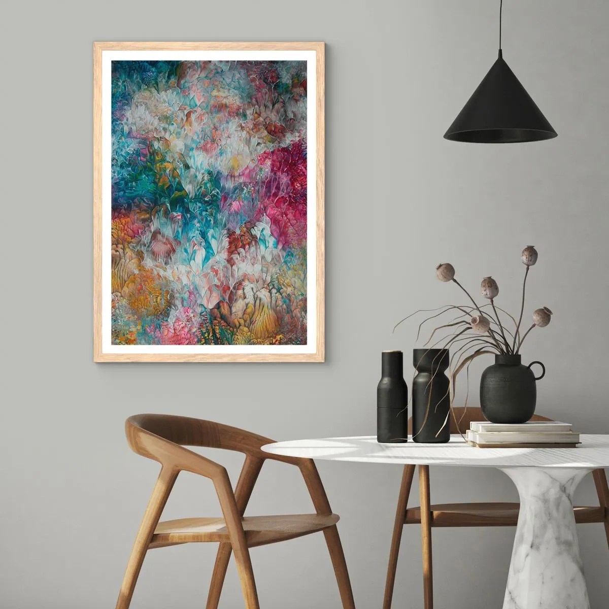 Een poster in een licht eiken lijst - Volledig in bloei - 50x70 cm