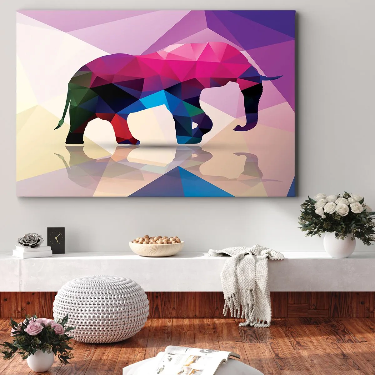 Schilderen op canvas - Kristallen dinosaurus - 120x80 cm