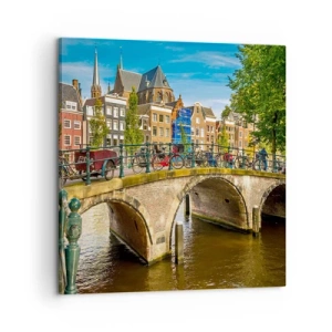 Schilderen op canvas - Lente aan de gracht - 60x60 cm